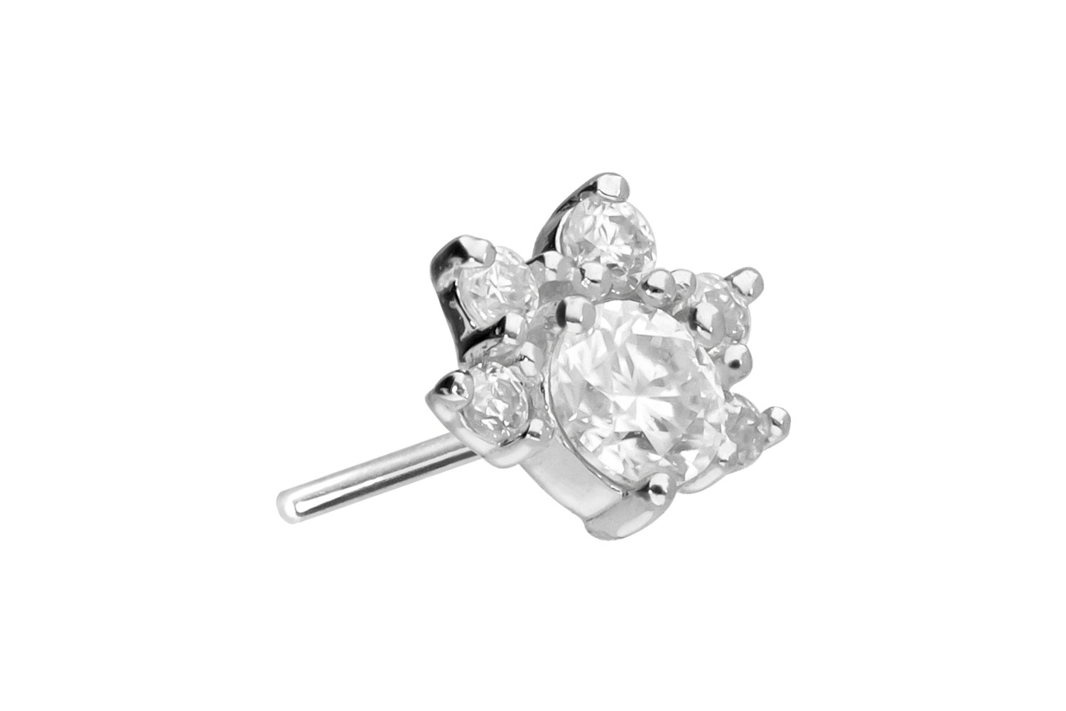 14 Karat Gold Aufsatz mit Titan Push Pin MOISSANIT-BLUME von Piercingline